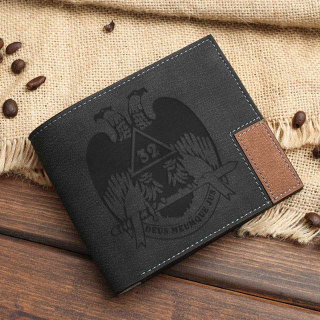 32nd Degree Scottish Rite Wallet - Wings Down Leather Various Colors - Bricks Masons