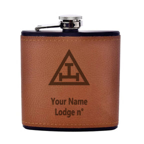 Royal Arch Chapter Flask - Leather & Stainless Steel - Bricks Masons