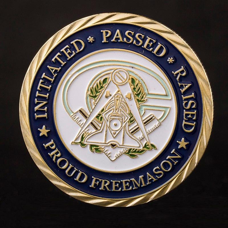 Master Mason Blue Lodge Coin - FAITH HOPE CHARITY Compass & Square G - Bricks Masons