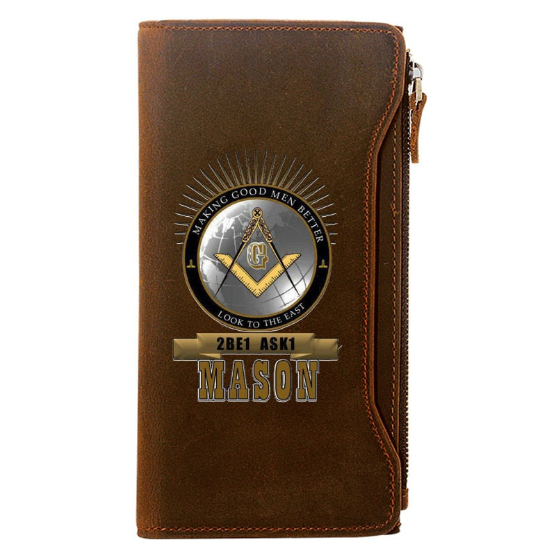 Master Mason Blue Lodge Wallet - 2Be1 Ask1 Mason Look To The East Men