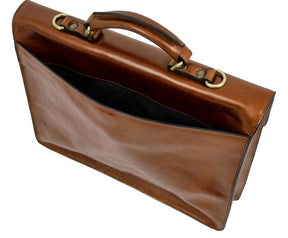 32nd Degree Scottish Rite Briefcase - Wings Down Brown Leather - Bricks Masons