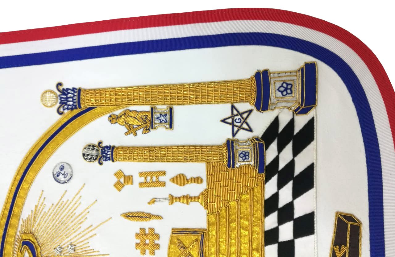 Bro. George Washington Masonic Apron Hand Embroidered Masterpiece - Bricks Masons