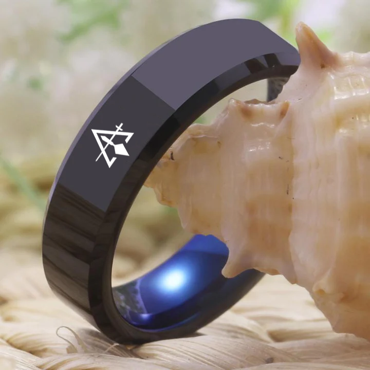 Council Ring - Black With Blue Tungsten - Bricks Masons