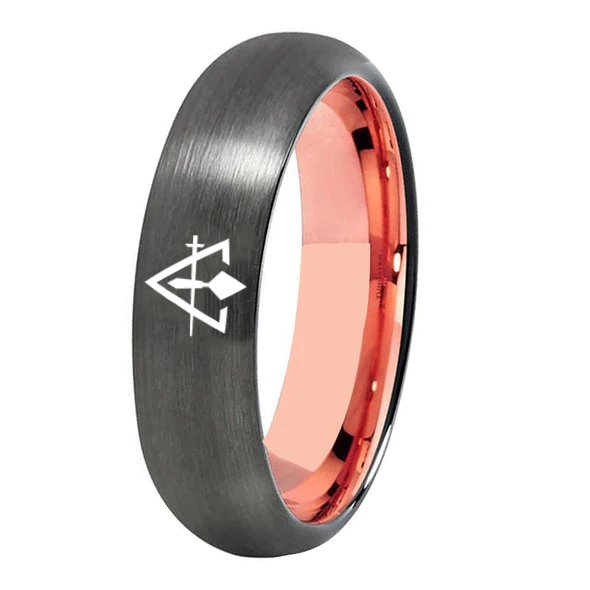 Council Ring - Gunmetal With Rose Gold Tungsten - Bricks Masons