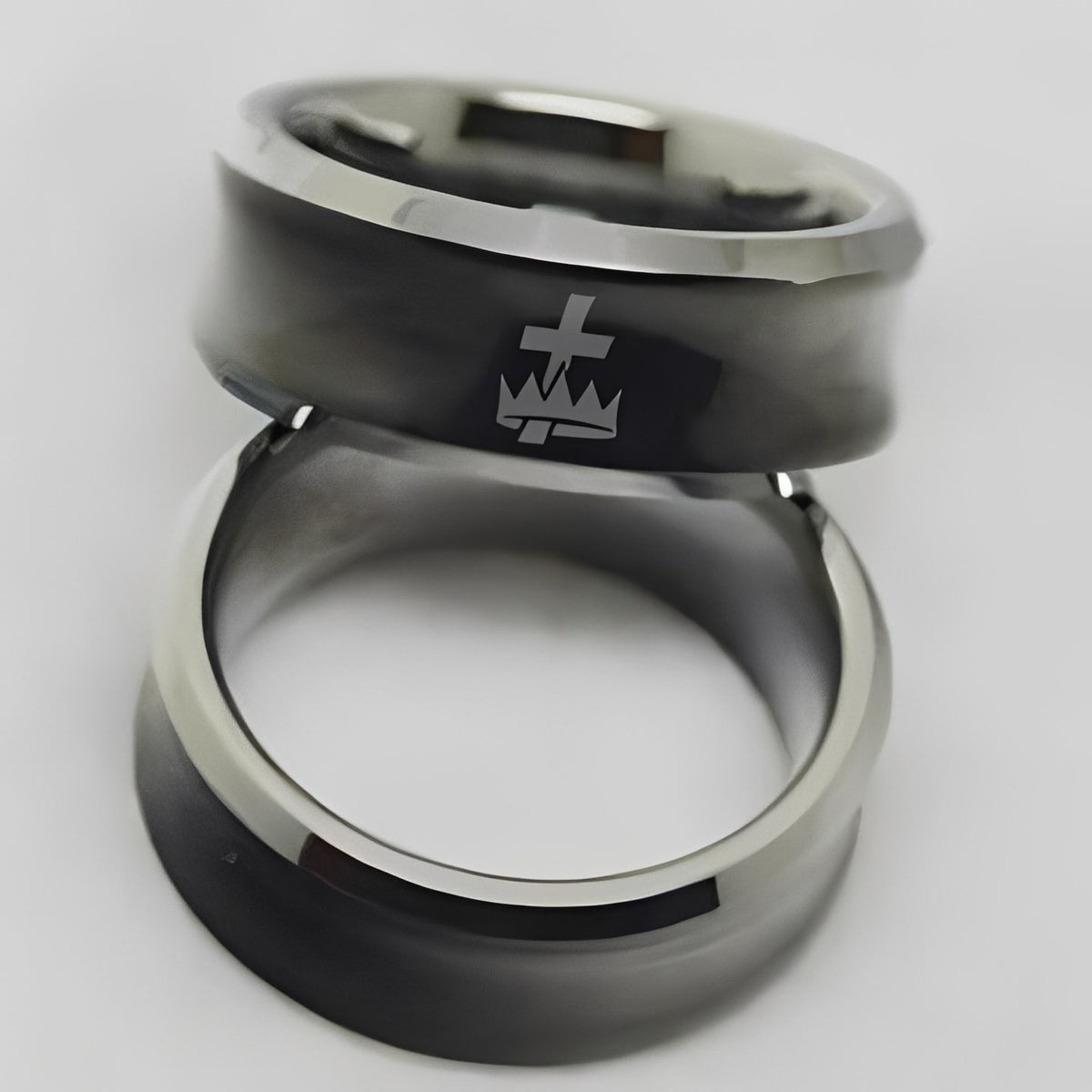 Knights Templar Commandery Ring - Black Concave Tungsten - Bricks Masons