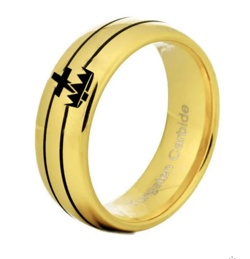 Knights Templar Commandery Ring - Gold Rounded Tungsten - Bricks Masons