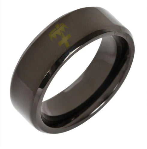 Knights Templar Commandery Ring - Tungsten Carbide - Bricks Masons