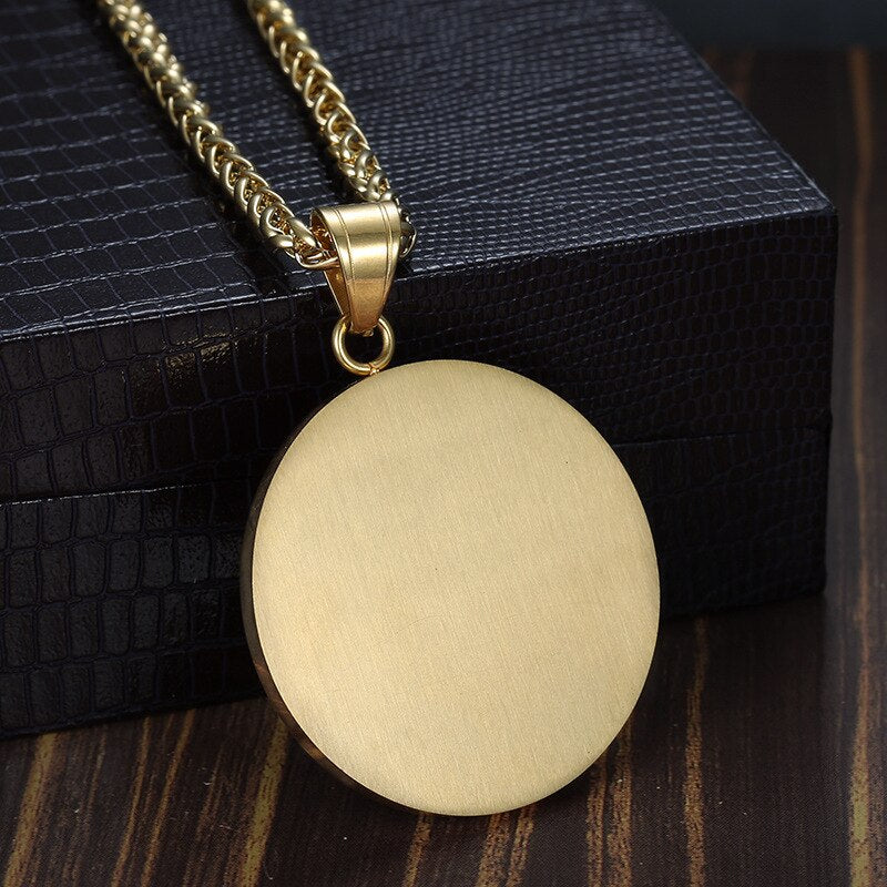 Master Mason Blue Lodge Pendant - Square and Compass Round Gold zircon - Bricks Masons