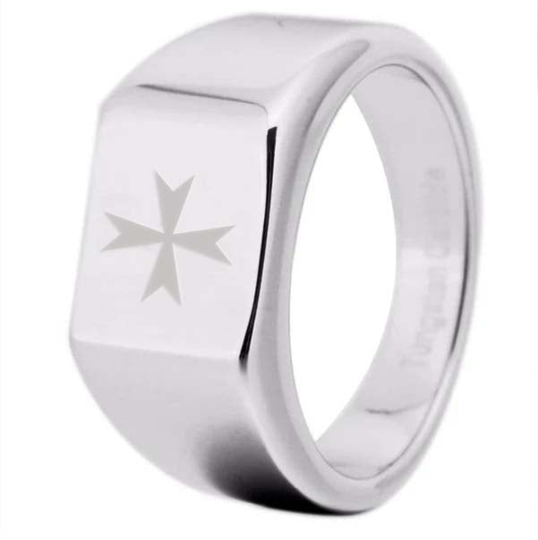 Order of Malta Commandery Ring - 12MM Width Silver - Bricks Masons