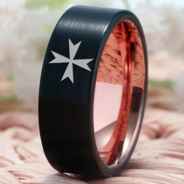 Order of Malta Commandery Ring - Black - Bricks Masons