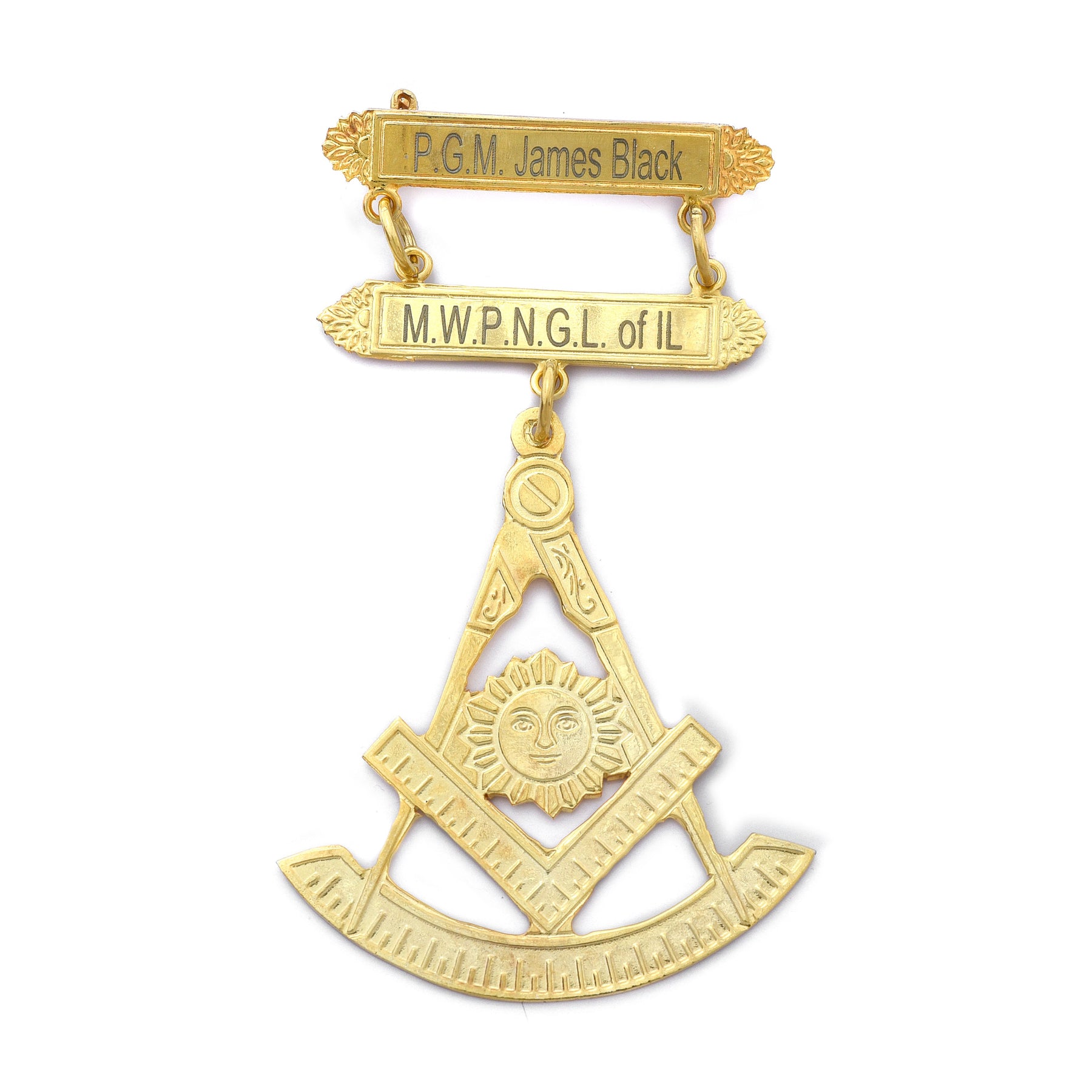 Past Master Blue Lodge California Regulation Breast Jewel - Engravable Bar Pins - Bricks Masons