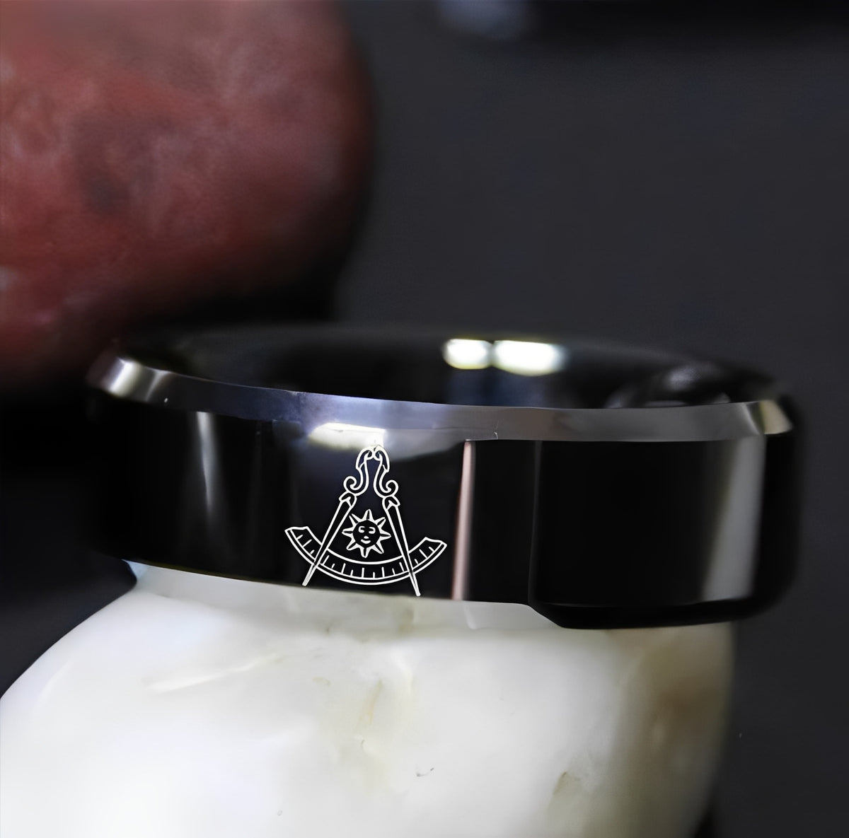 Past Master Blue Lodge California Regulation Ring - Black Tungsten - Bricks Masons