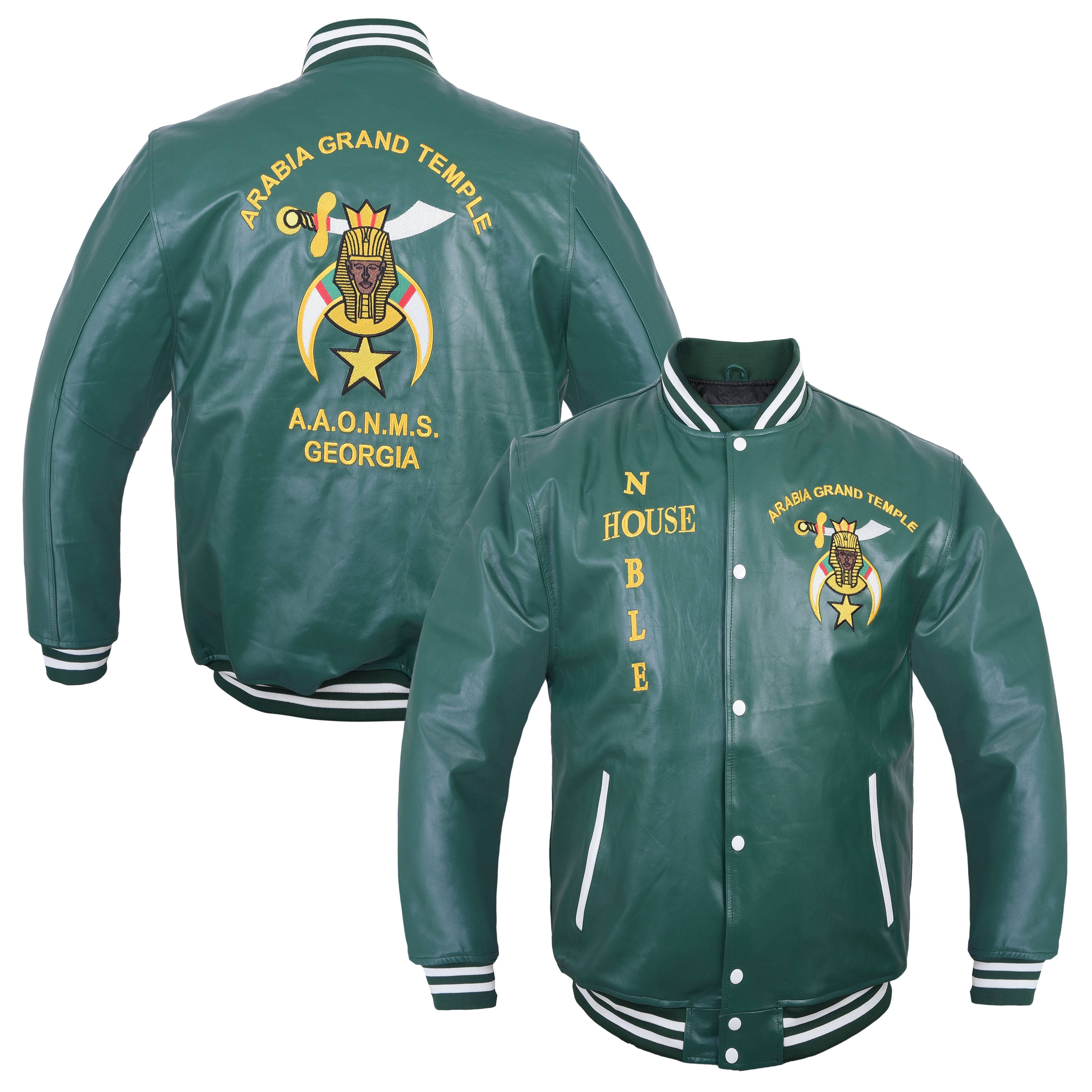 Shriners Jacket - Bottle Green Leather Noble House | Bricks Masons
