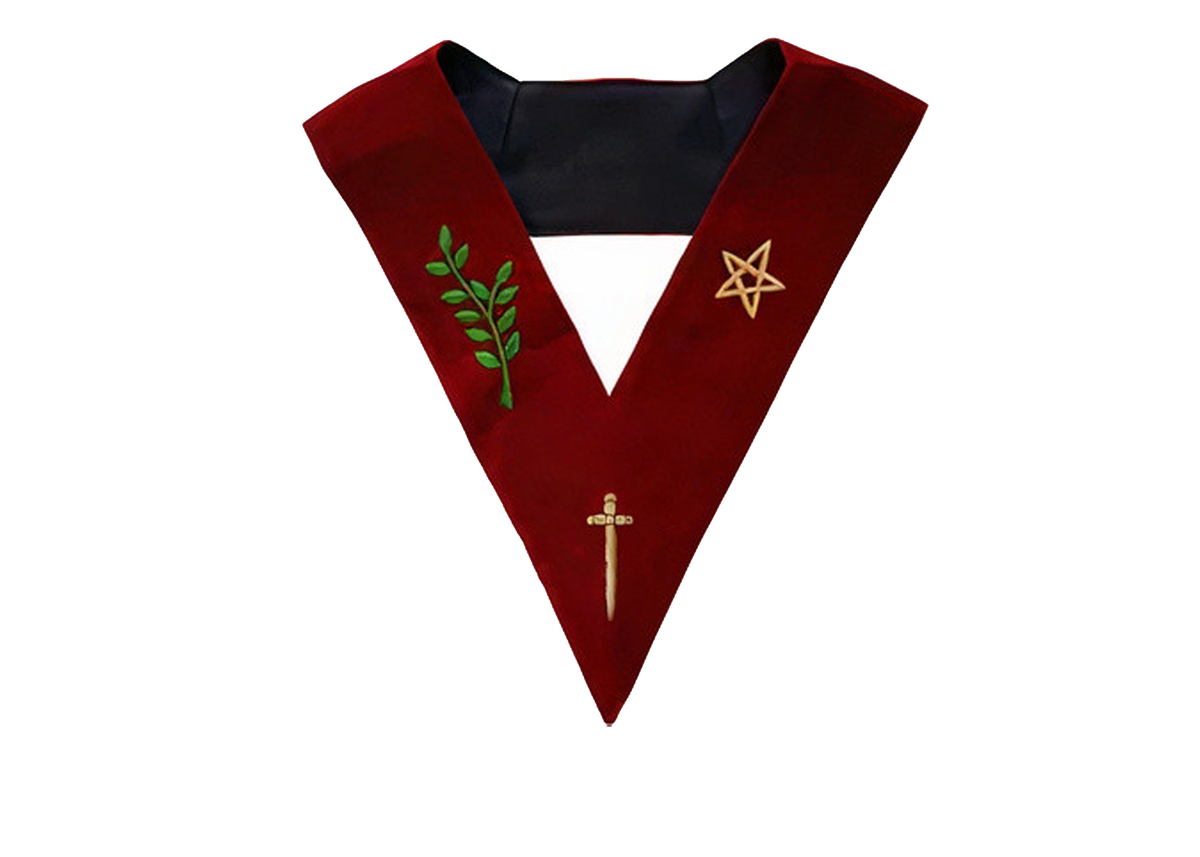 Tyler Scottish Rite Officer Collar - Maroon Velvet - Bricks Masons