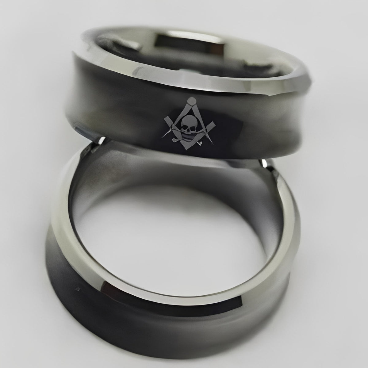 Widows Sons Ring - Black Concave Tungsten - Bricks Masons