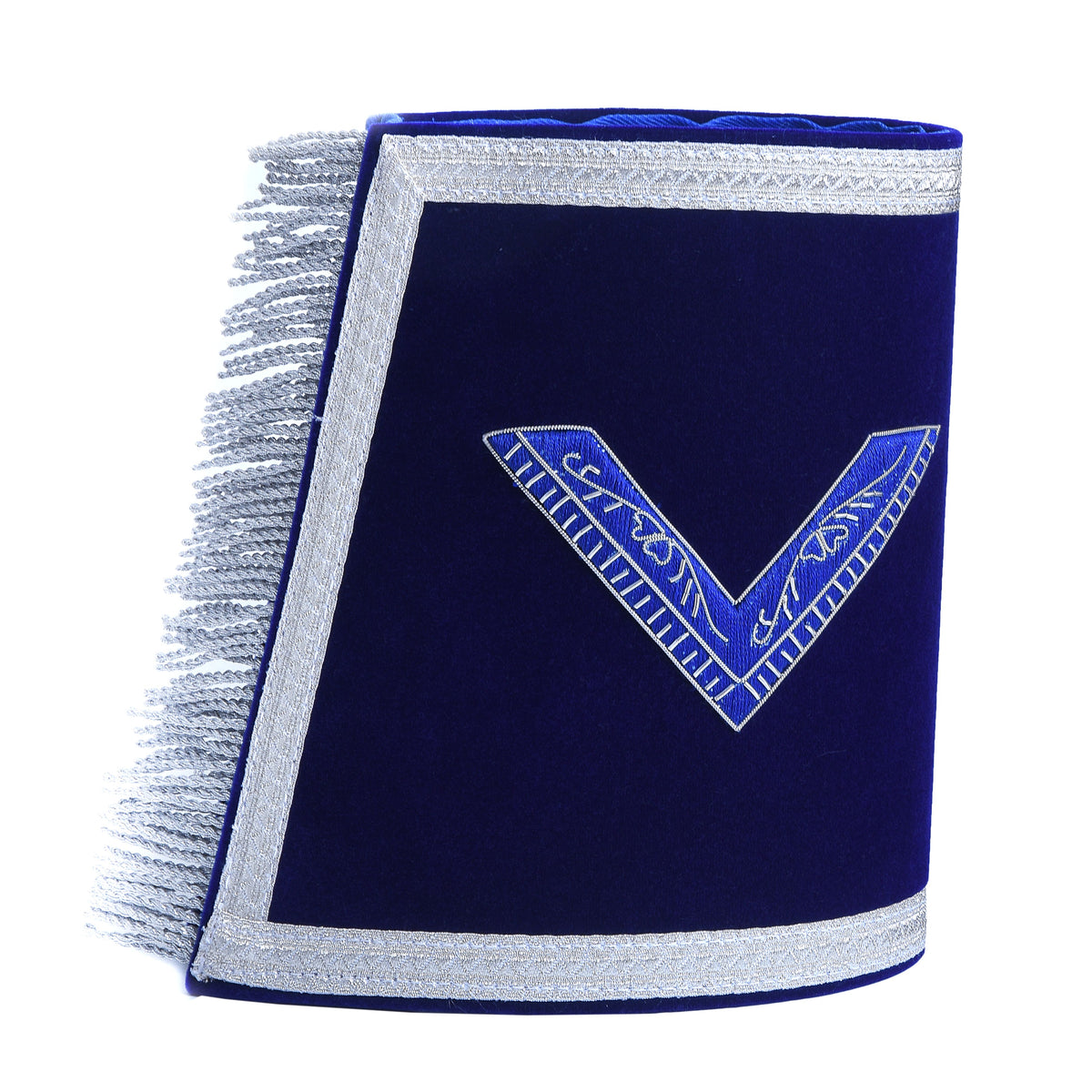 Worshipful Master Blue Lodge Cuff - Blue Velvet Hand Embroidered - Bricks Masons