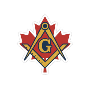 Master Mason Blue Lodge Canada Jurisdiction Sticker Decal - Maple Leaf & Golden S&C - Bricks Masons