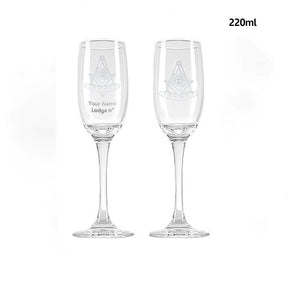 Past Master Blue Lodge California Regulation Champagne Flute - 2 Pieces Set - Bricks Masons