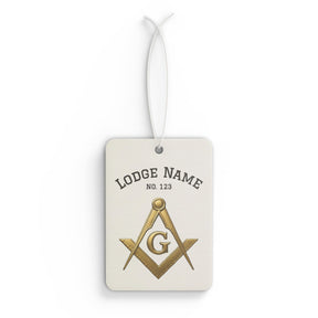 Master Mason Blue Lodge Car Air Freshener - Gold S&C G With Personalization - Bricks Masons