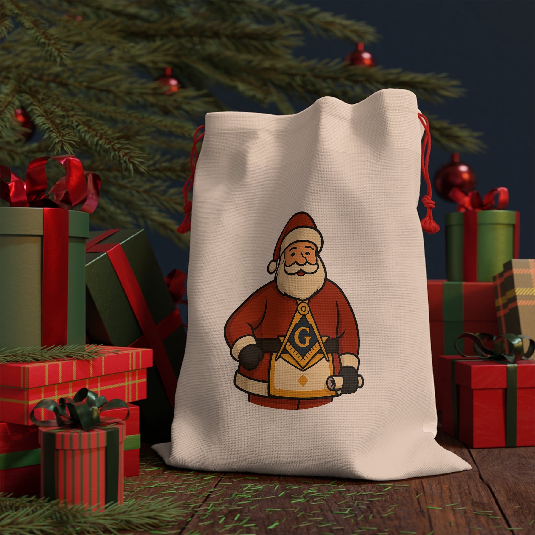 Master Mason Blue Lodge Gift Bag - S&C G Reusable Polyester Holiday Pouch - Bricks Masons