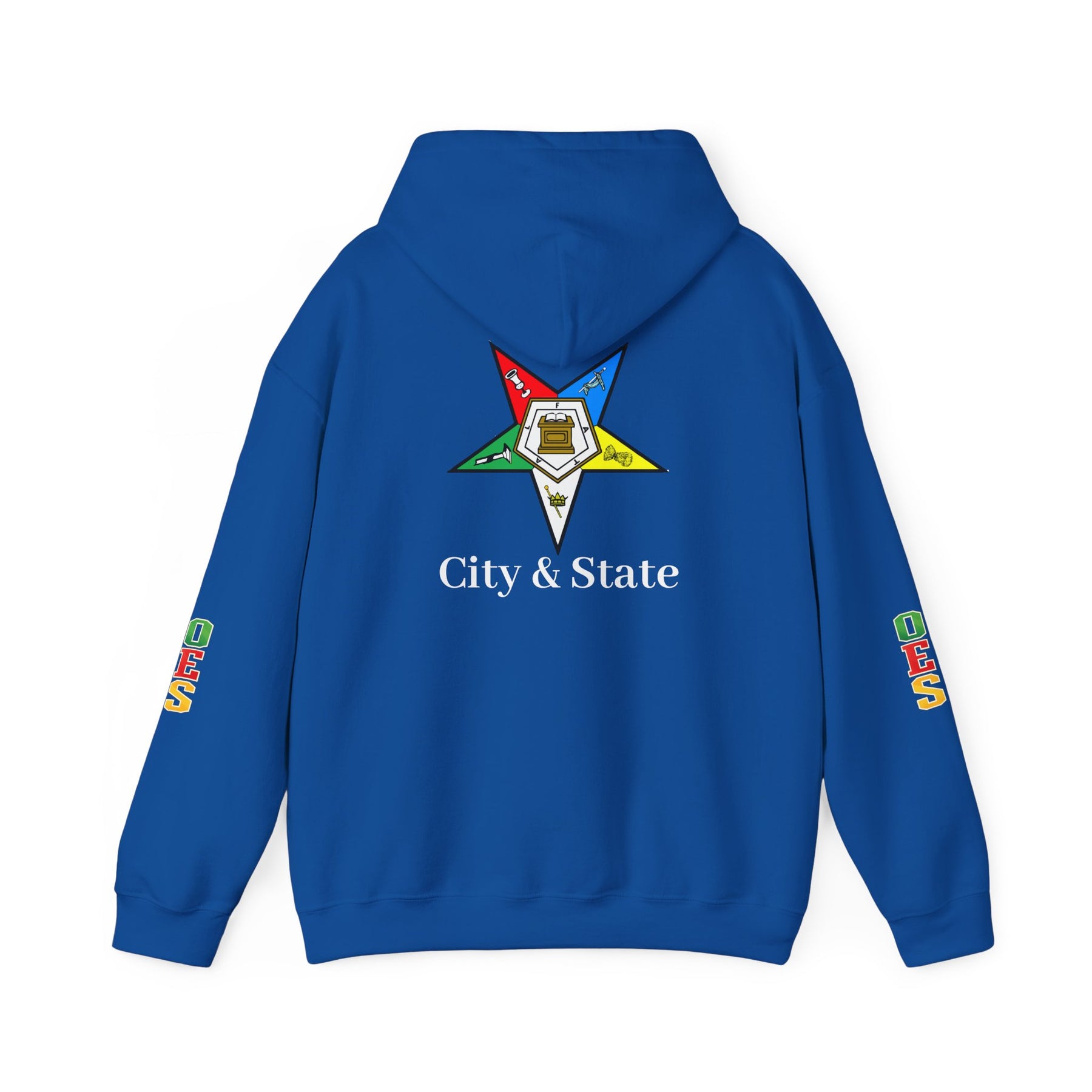 OES Hoodie - Colorful Eastern Star & Initials with Personalization - Bricks Masons
