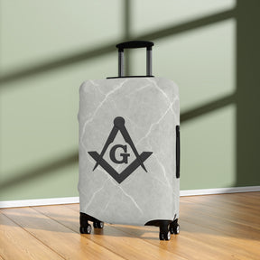 Master Mason Blue Lodge Luggage Cover - Black Square & Compasses with G Emblem
