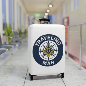 Master Mason Blue Lodge Luggage Cover - Traveling Man Square & Compasses G