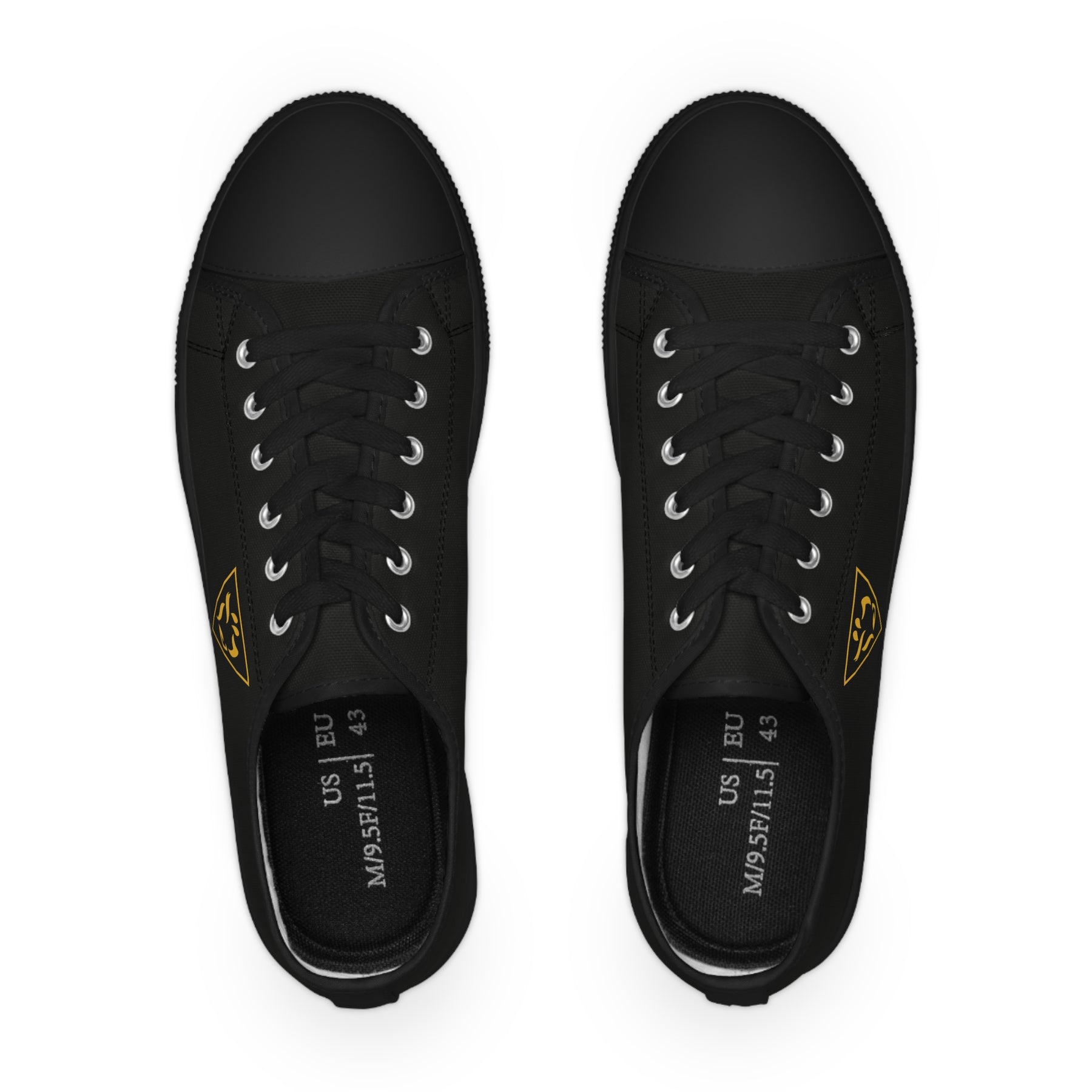 Grand Tiler of Solomon Sneaker - Low Top Sneaker Black & White Golden Emblem - Bricks Masons