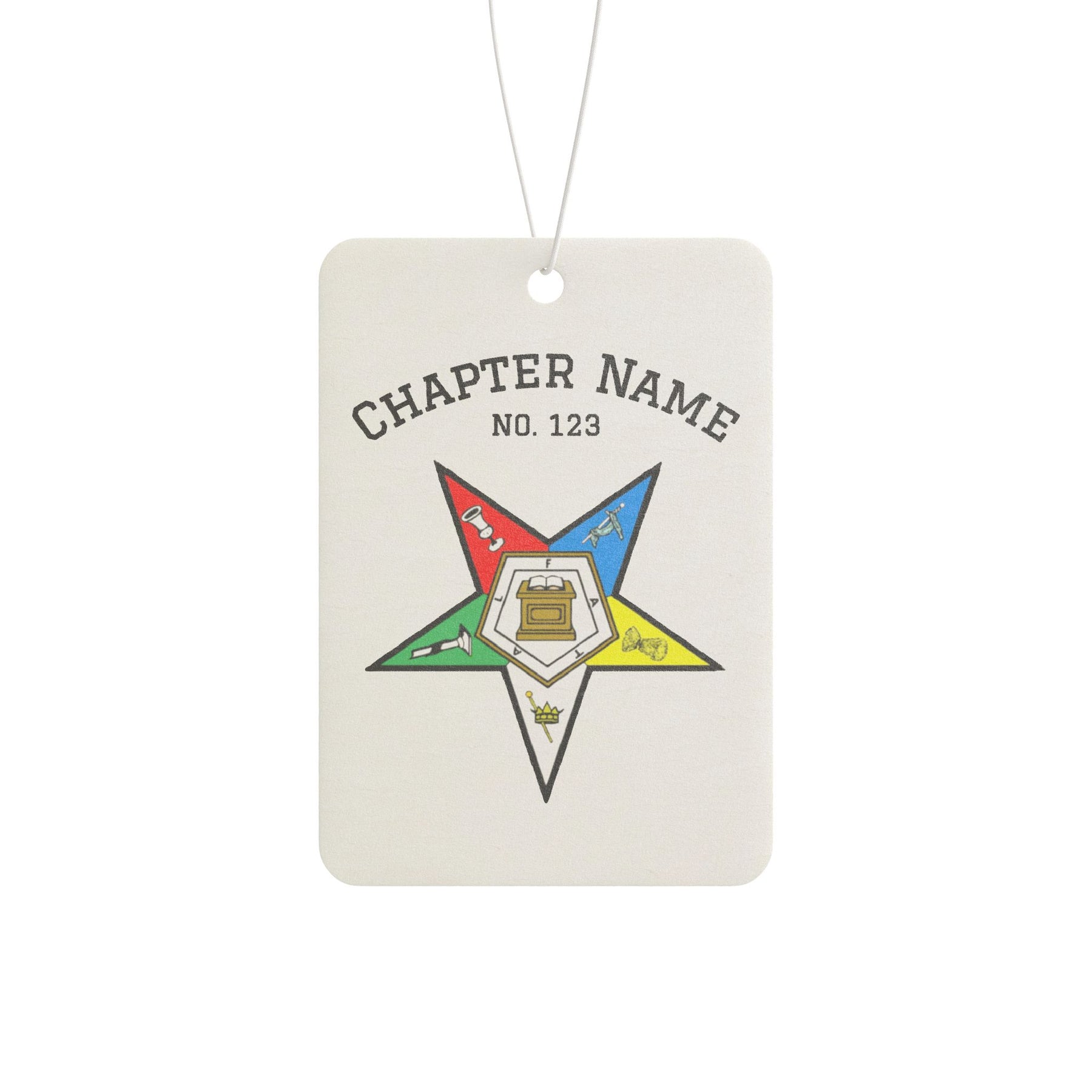 OES Car Air Freshener - Colorful Star Design With Personalization - Bricks Masons