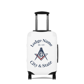 Master Mason Blue Lodge Luggage Cover - S&C G American Flag Print with Customization