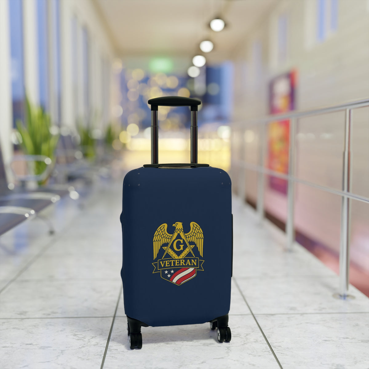 Master Mason Blue Lodge Luggage Cover - S&C G Veteran Mason Emblem