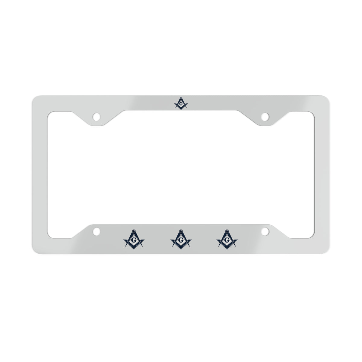 Master Mason Blue Lodge License Plate Frame - Square & Compasses G Glossy Metal