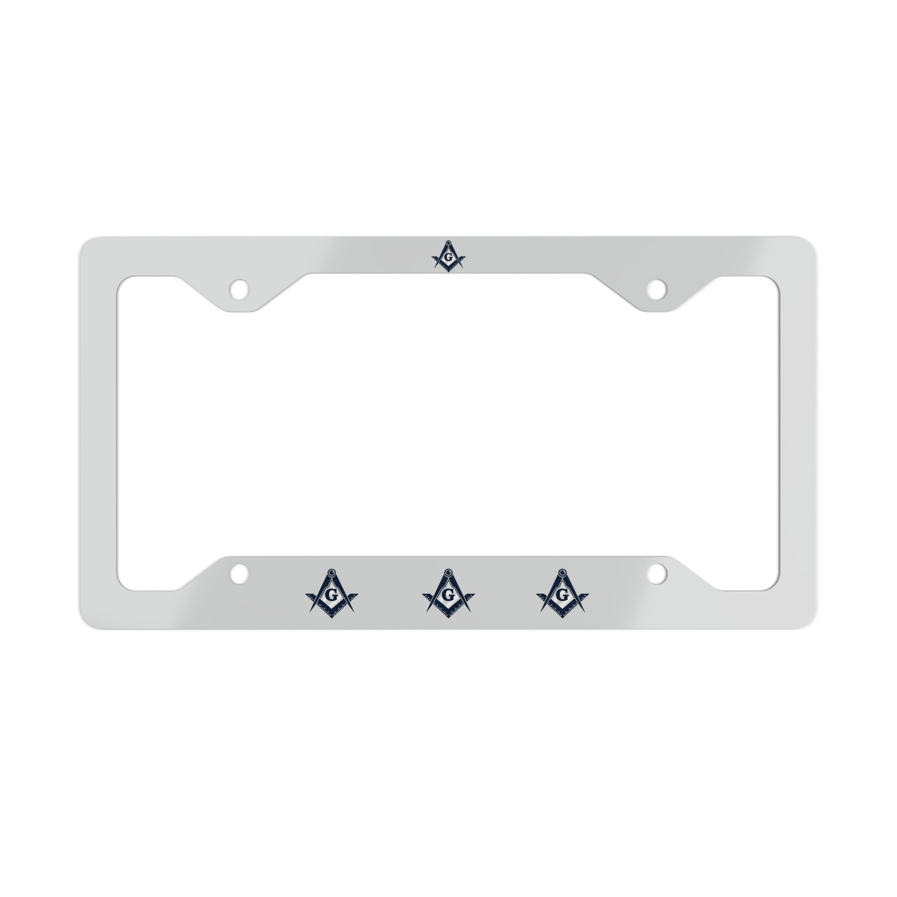 Master Mason Blue Lodge License Plate Frame - Square & Compasses G Glossy Metal