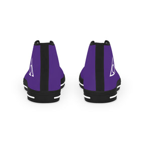 LOCOP Sneaker - High Top Black & White Purple Canvas White Emblem - Bricks Masons