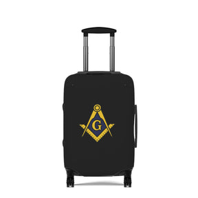 Master Mason Blue Lodge Luggage Cover - Blue & Yellow Square & Compasses G Emblem