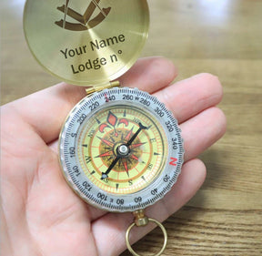 Past Master Blue Lodge Navigational Compass - Gold Plating With Personalization
