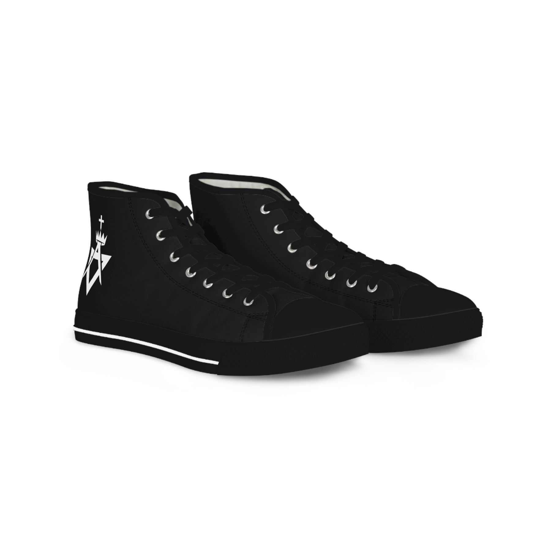 Allied Masonic Degrees Sneaker - High Top Black & White AMD White Emblem - Bricks Masons