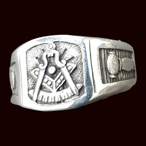 Masonic Ring Plumb Line Spade Silver Masonry 1.4 cm Art 1095 - Bricks Masons