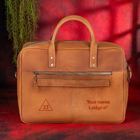 33rd Degree Scottish Rite Briefcase - Brown Leather - Bricks Masons