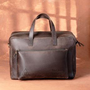 33rd Degree Scottish Rite Briefcase - Dark Brown Cow Leather - Bricks Masons