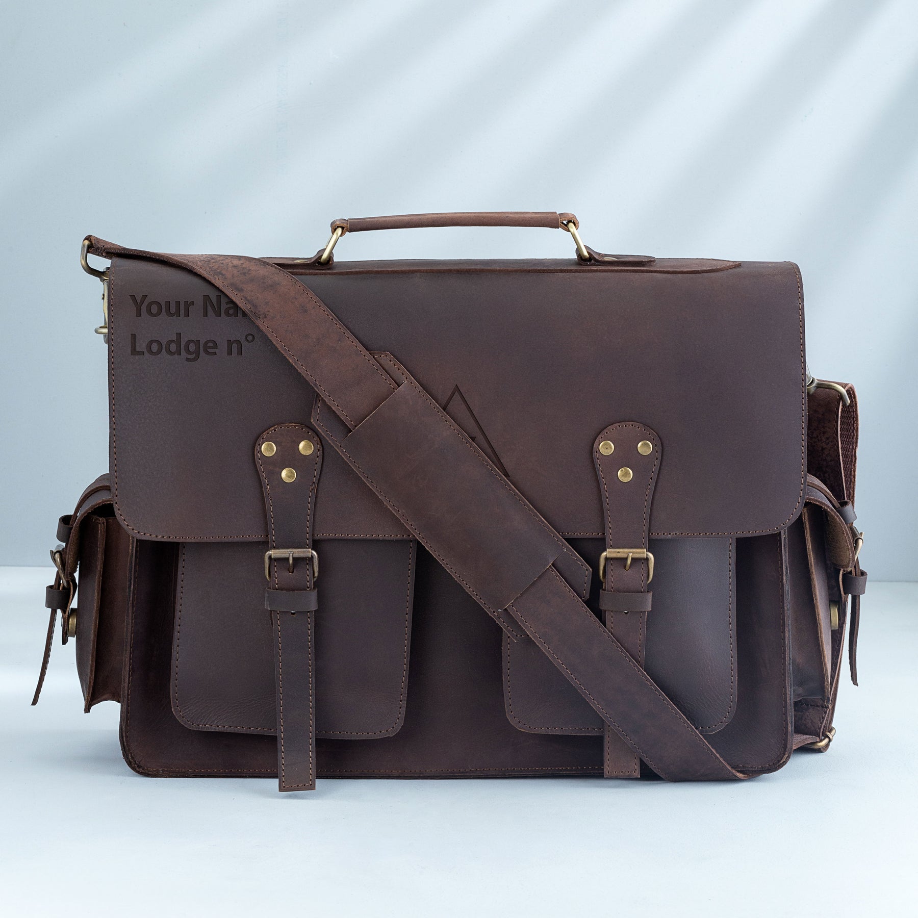 33rd Degree Scottish Rite Briefcase - Handmade Leather - Bricks Masons