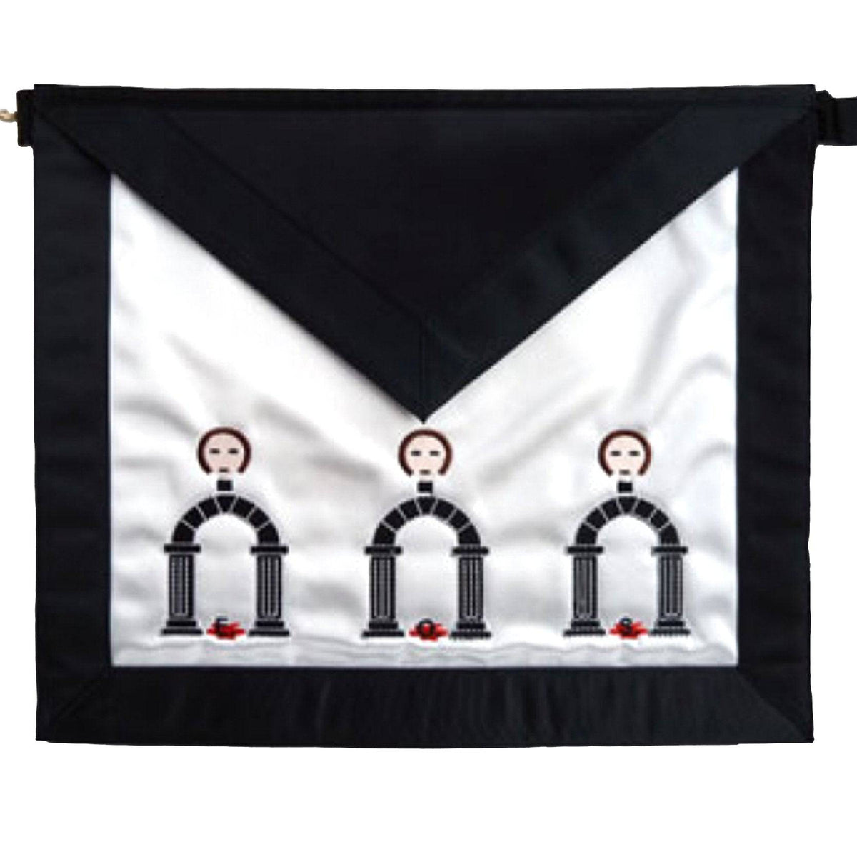 10th Degree Scottish Rite Apron - White with Black Embroidery - Bricks Masons