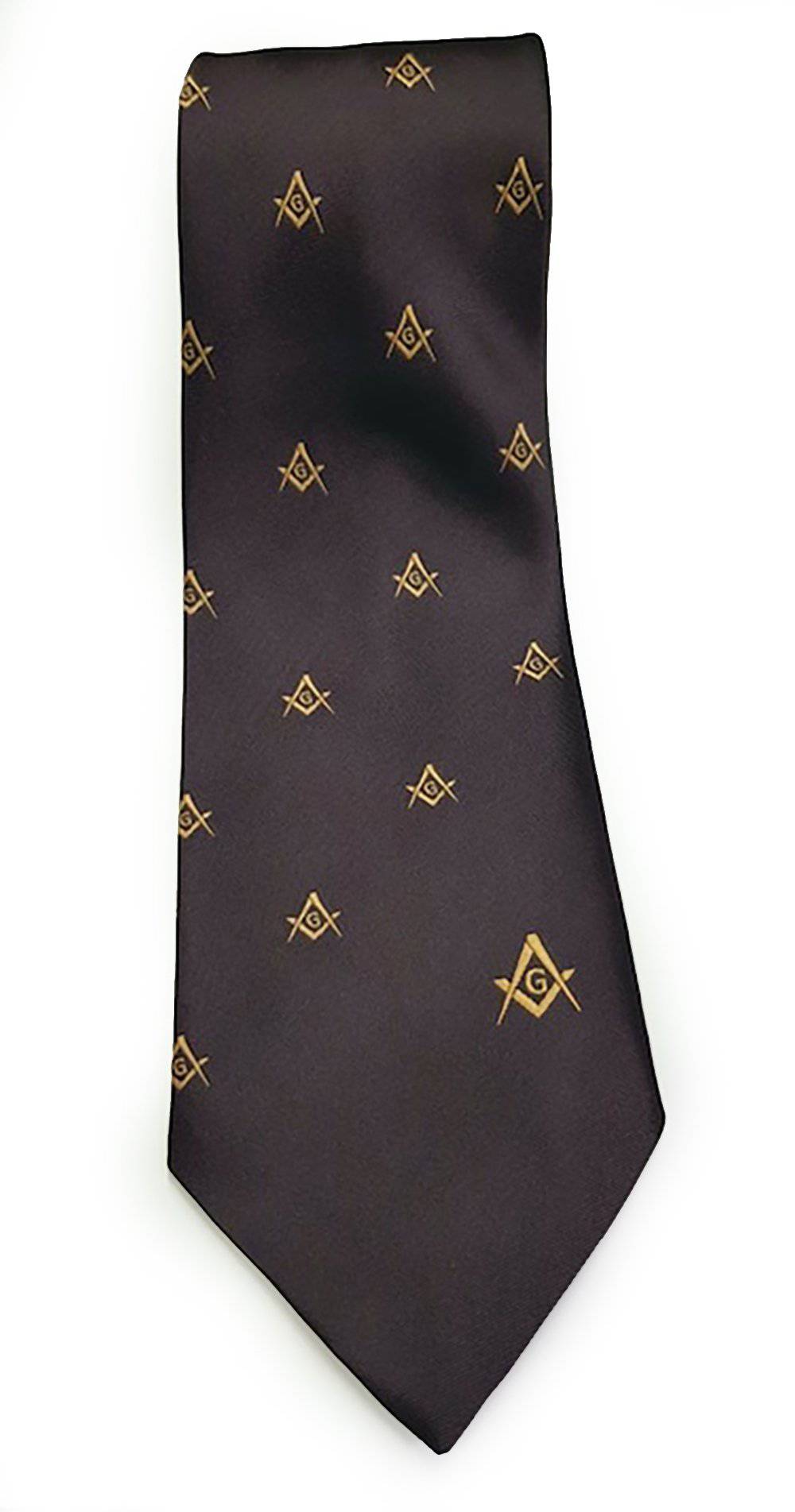 Master Mason Blue Lodge Necktie - Brown with Square & Compass G