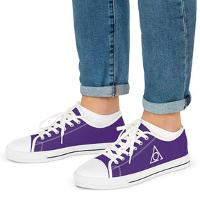 LOCOP Sneaker - Low Top Sneaker Black & White Purple Canvas White Emblem - Bricks Masons