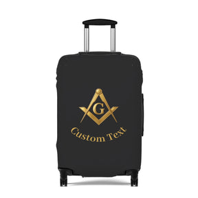 Master Mason Blue Lodge Luggage Cover - Gold Square & Compass G with Custom Text
