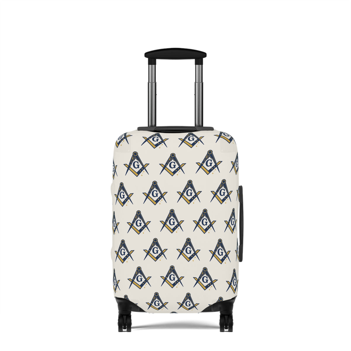 Master Mason Blue Lodge Luggage Cover - Square & Compasses with G Emblem Print