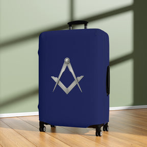 Master Mason Blue Lodge Luggage Cover - Blue with Silver Square & Compasses Emblem