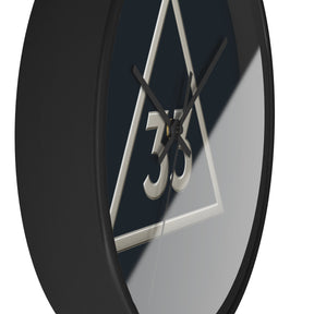 33rd Degree Scottish Rite Clock - Silver Triangle with 33 on Wooden Frame - Bricks Masons