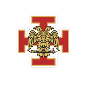 33rd Degree Scottish Rite Sticker Decal - Kiss-Cut Red & Gold Eagle - Bricks Masons