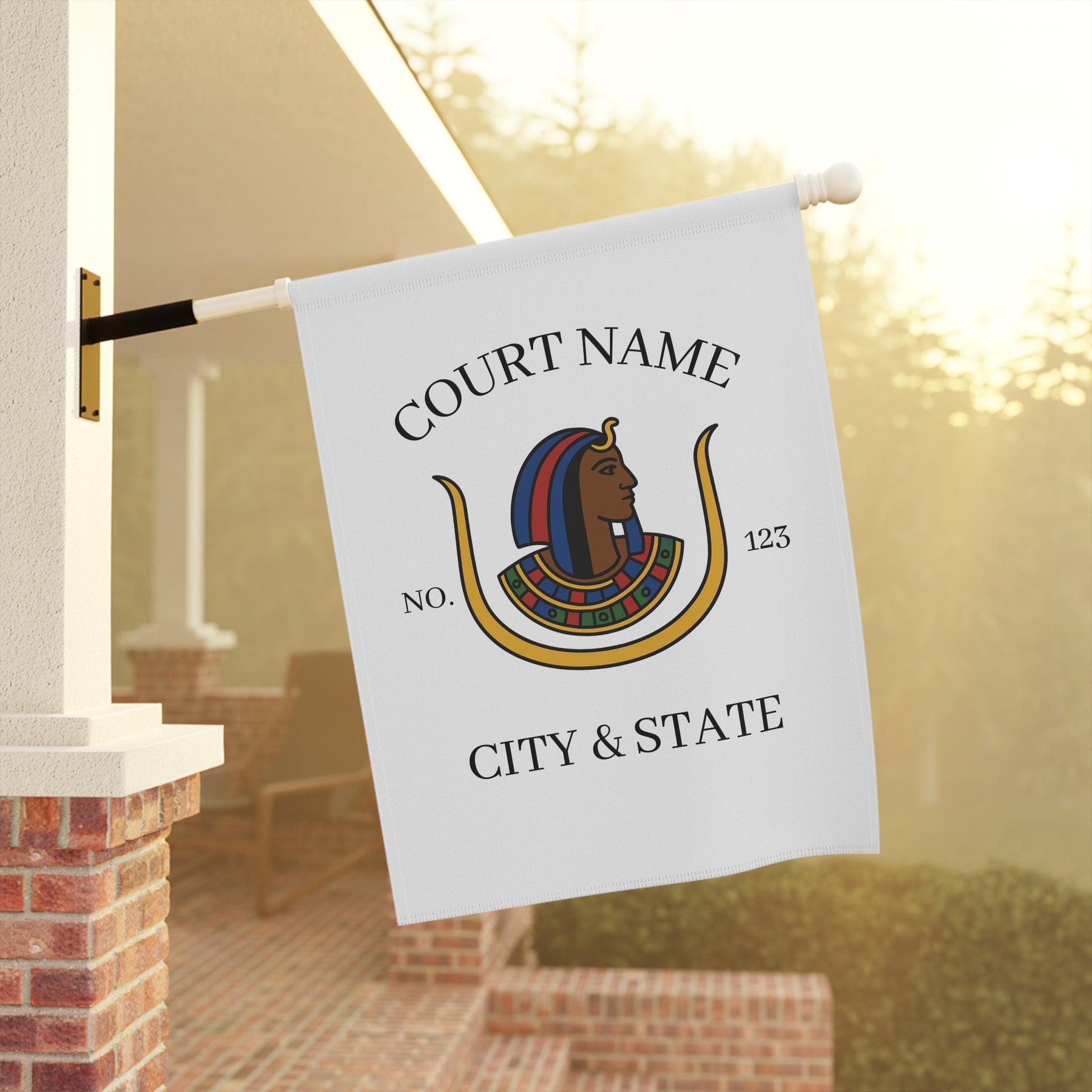 DOI Yard Flag - White Poly Poplin With Personalization - Bricks Masons